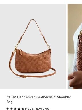 Quince Woven Leather mini Shoulder Bag - cognac